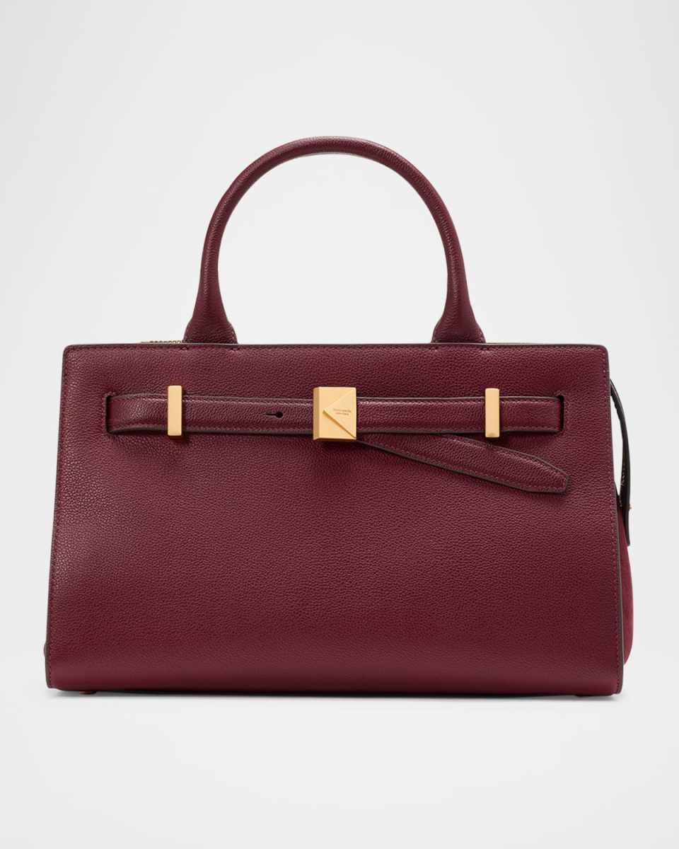 deco pebbled leather & suede top-handle bag